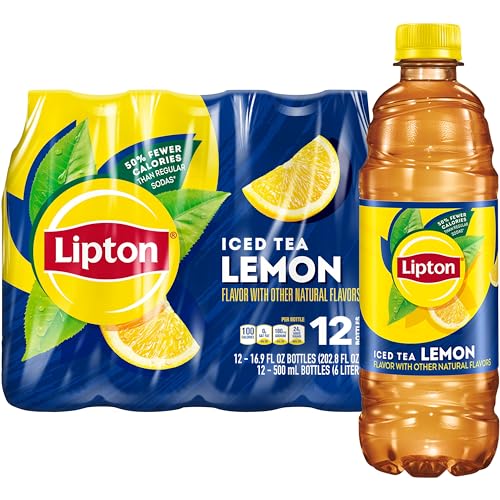 Lipton Iced Tea Lemon Pack of 12 16.9 Fl Oz Bottles | Refreshing Lemon Flavored Black Tea