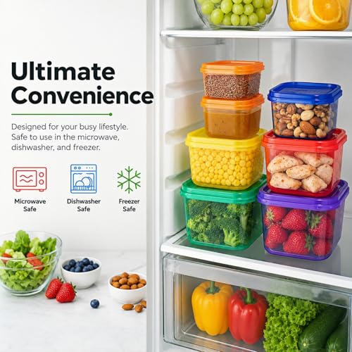 Prefer Green 7 Pcs Portion Control Containers - Color Coded Meal Prep Set
