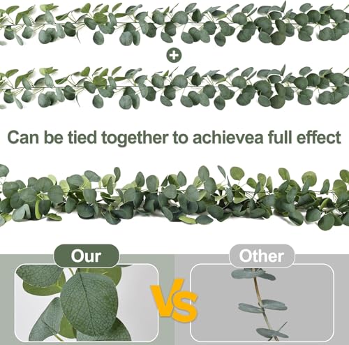 12ft Eucalyptus Garland Set - 2 Pack Faux Silk Vines for Weddings & Decor