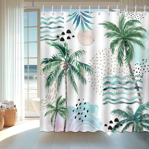 Mocsicka Tropical Shower Curtain 72x72 Inches Waterproof Polyester with Hooks