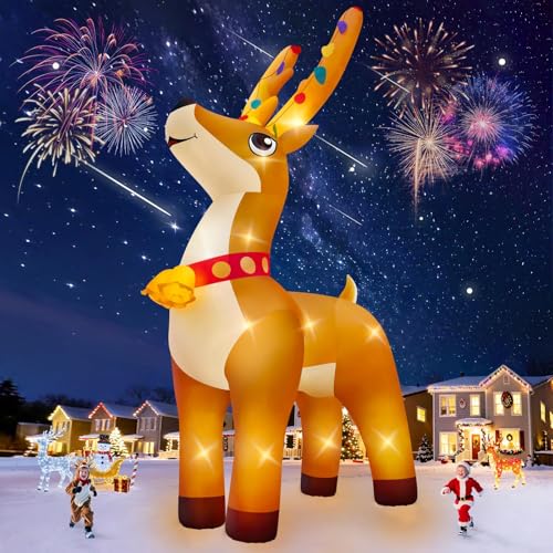 20FT Christmas Inflatable Elk with LED Lights and Bell - Yard Decor, Outdoor Holiday Decoration - Elk Variation