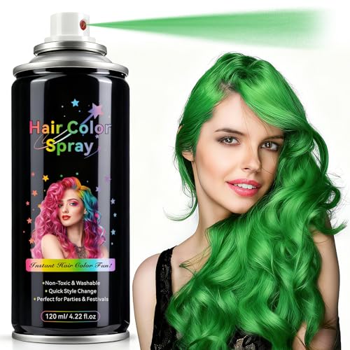 Green Temporary Hair Color Spray for Kids & Teens - Washable Non-Toxic Hair Dye