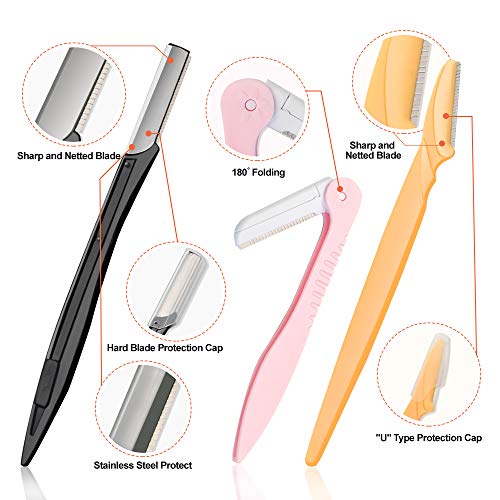 Spaidoon 14-in-1 Eyebrow Razor Kit & Dermaplane Face Shavers with Tweezers