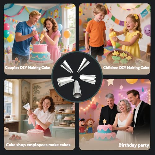 5-Piece Stainless Steel Icing Piping Tips Set for Cake Decorating