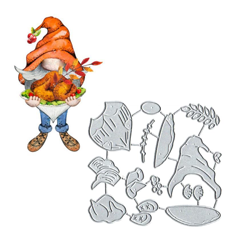 Thanksgiving Turkey Gnome Metal Cutting Die for Scrapbooking & Cards
