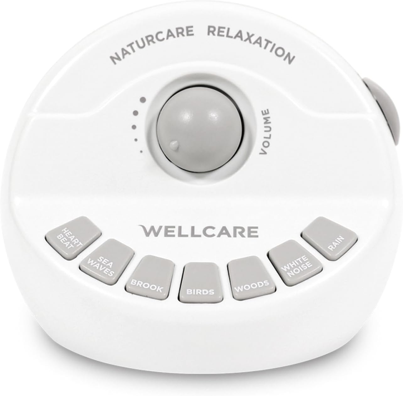 WELLCARE Naturcare Sound Machine - White Noise & 7 Nature Sounds for Relaxation | Adjustable Volume & Timer