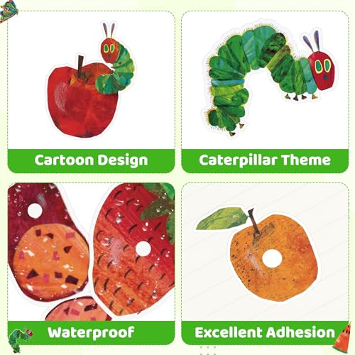 Caterpillar Stickers Roll - 1000pcs Self-Adhesive 1.9-Inch Party Labels