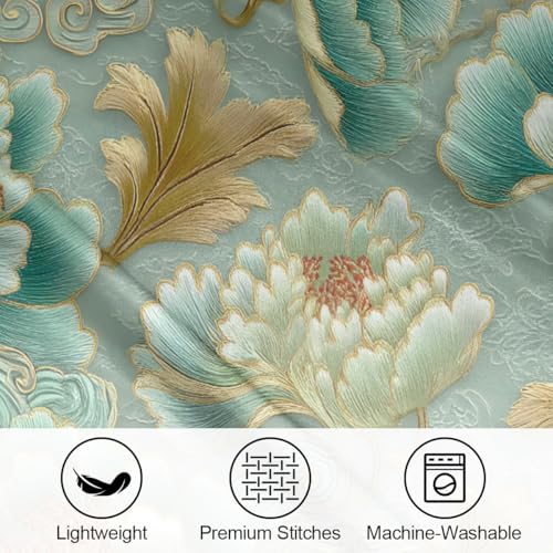 Teal Floral Satin Pillowcase for Hair & Skin - King Size 20x40
