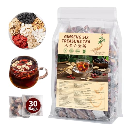 Ginseng Six Treasure Tea Bags - 30 Count for Kidney Detox & Repair