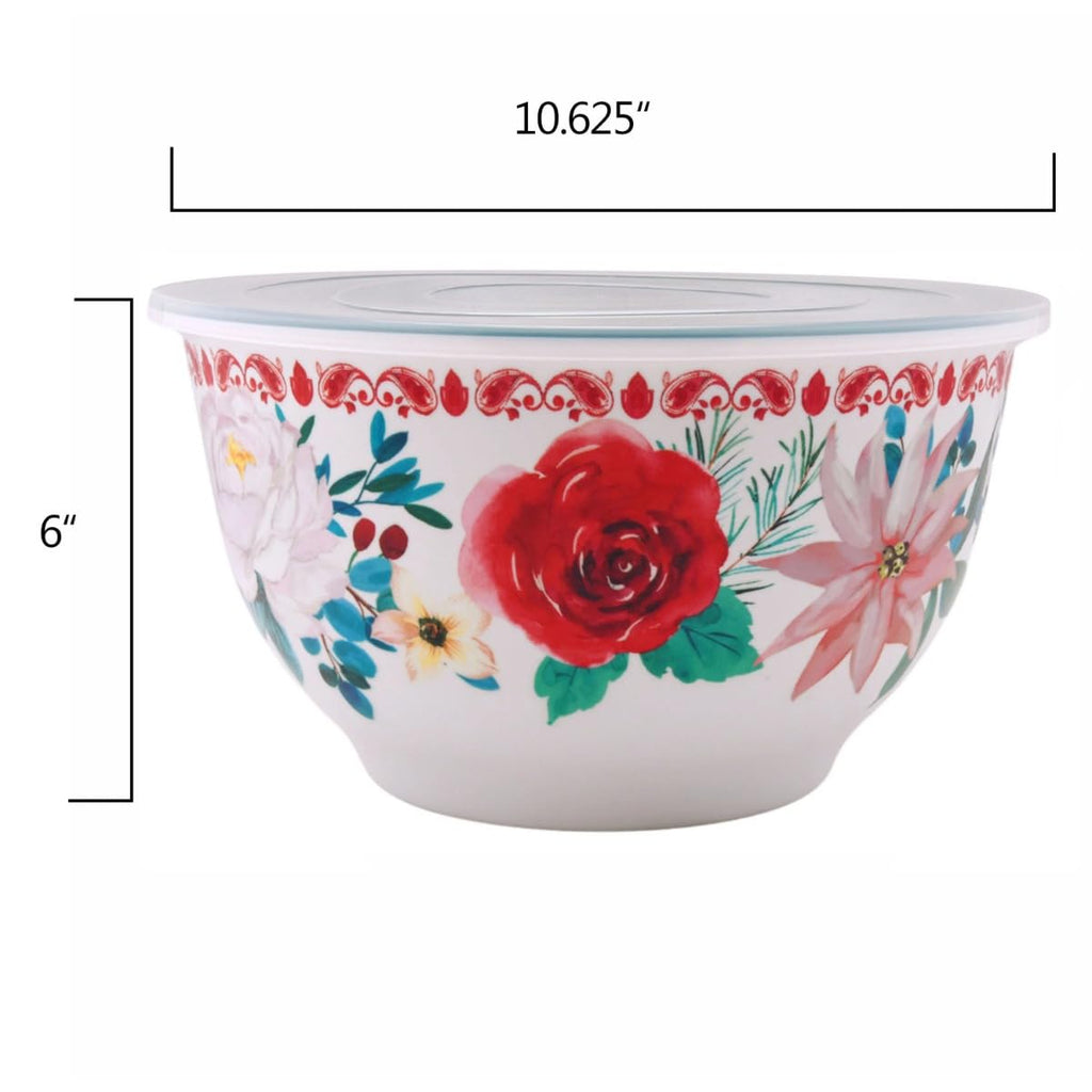 PtaTt Melamine Mixing Bowl Set with Lids, 18 Piece Set, Wishful Winter