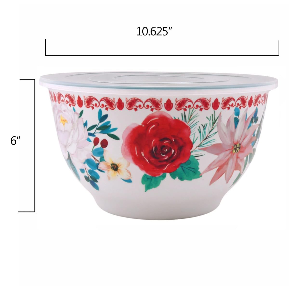 PtaTt Melamine Mixing Bowl Set with Lids, 18 Piece Set, Wishful Winter