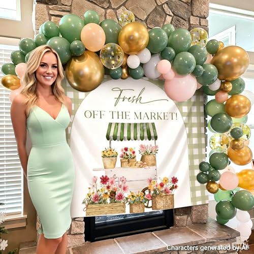 Fresh Off The Market Backdrop Banner - Green 1 Bridal Shower Decor