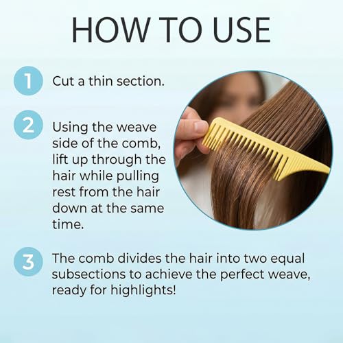 HJZHII 4-Piece Professional Highlighting Combs with Stainless Steel Rat Tail