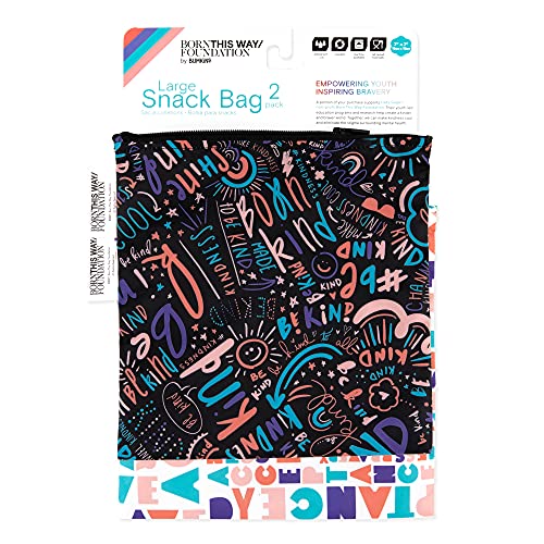 Bumkins Reusable Sandwich & Snack Bags - Large 2-Pack, Waterproof Fabric