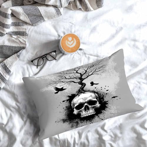 Mugod Spooky Skull Tree & Crow Pillowcase - 20x30 Inch