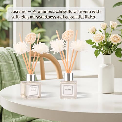 Minmex Jasmine Reed Diffuser Set - 2 Pack 1.7 fl oz Home Fragrance Oil