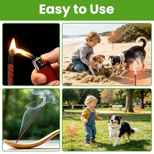 24 Pack Extra Large Mosquito Incense Sticks - DEET Free, Long-Lasting