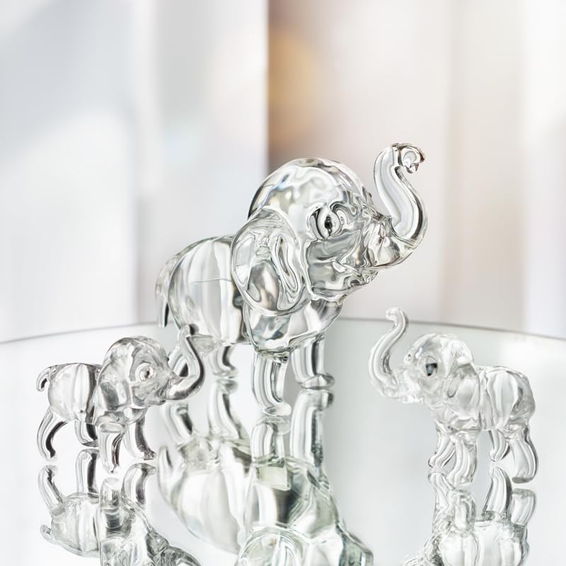 Regine Switzerland Set of 3 Crystal Elephant Figurines - Elegant Glass Collectibles for Home Decor | Perfect Gift for Mom