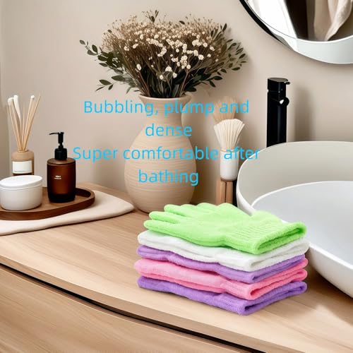 Geettcaifu Exfoliating Bath Gloves 4 Pairs, Double-Sided Nylon Body Scrubber