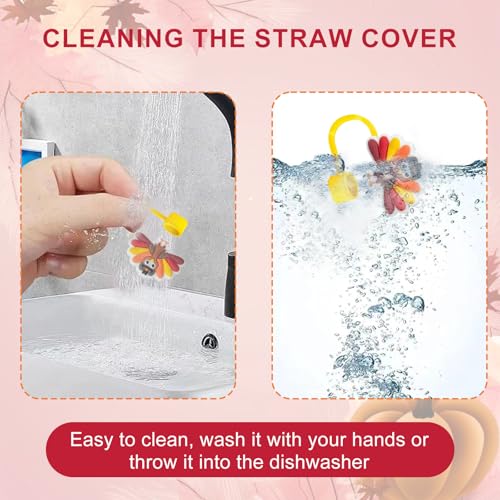 Thanksgiving Straw Cover Caps for Stanley Cups - 6 Pack