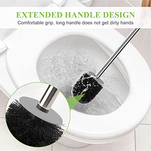 AONEZ Compact Toilet Brush & Holder with Stainless Steel Handle