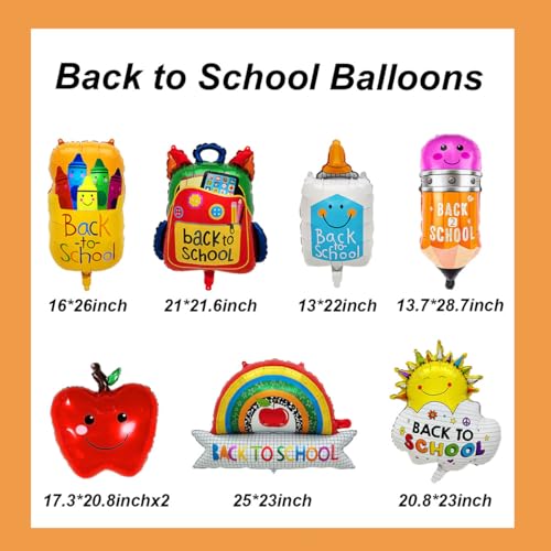8-Piece Back to School Balloons Kit - Fun Party Decorations