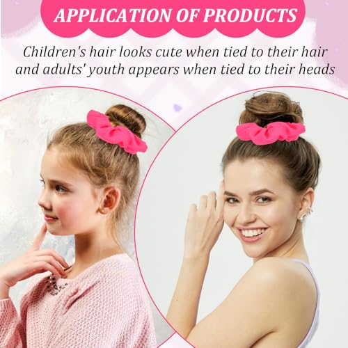 Neon Red Hair Scrunchies 2-Pack - 80s Elastic Hair Bands for Women
