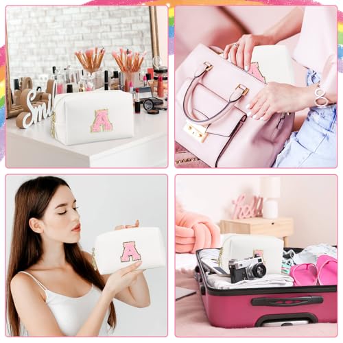 Gosuoa Personalized Letter Monogram Waterproof PU Leather Makeup Bag