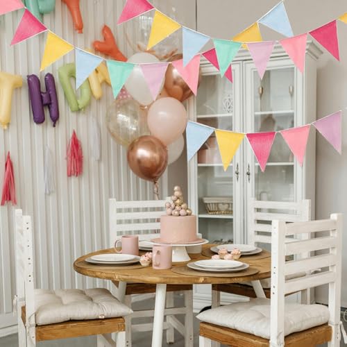 48-Piece Rustic Faux Linen Triangle Pennant Banner Flags