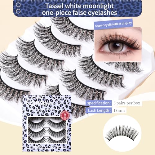 Sqsaya Fluffy Wispy False Eyelashes - 5 Pairs Natural Long Strip Lashes
