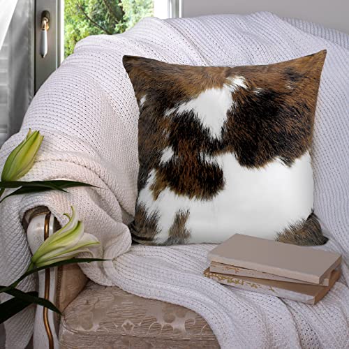 6-Piece Cowhide Print Throw Pillow Covers - 18x18 Inch Rustic Farmhouse Decor