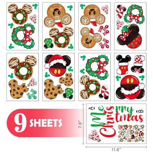 Mfault Merry Christmas Cookie Window Clings - 9 Sheets
