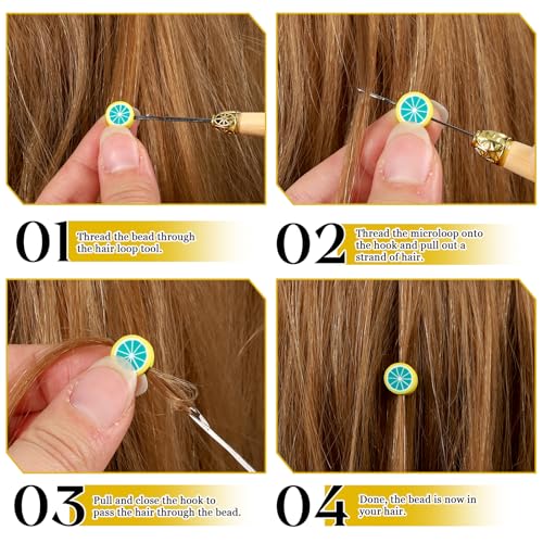 Hair Extension Loop Needle Threader Pulling Hook Tool Kit - 4 Pack