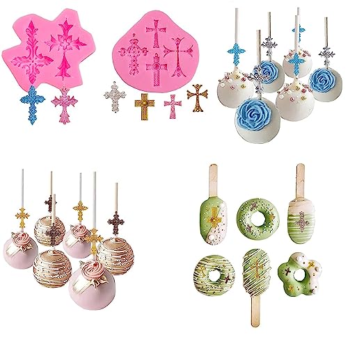 ELINKA Cross Silicone Mold Set - 2 Pack Fondant Cake Topper Tool