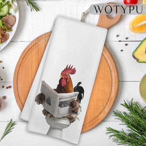 WOTYPU Chicken Hand Towels - 16x24 Inch Decorative Towels for Kitchen & Bathroom
