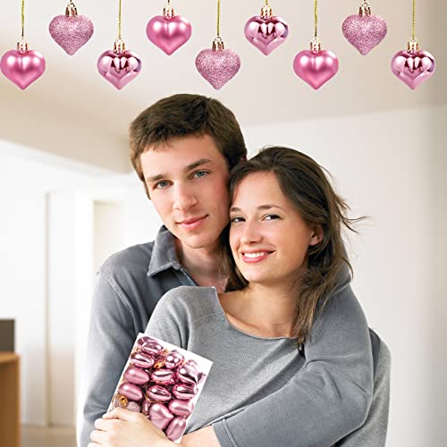 36pcs Rose Gold Heart Ornaments for Valentine's Day Decor
