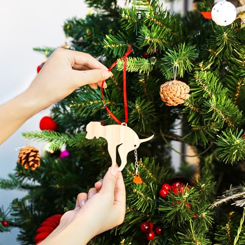Naughty Dog Poop Christmas Ornament 2025 - Funny Wooden Decor