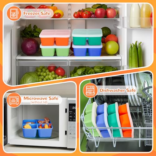 Roshtia Silicone Food Containers - 4 Pack Reusable Bento Lunch Boxes