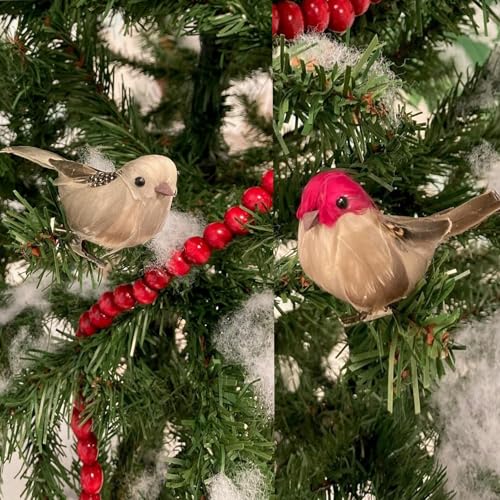 12pcs Artificial Birds Clip-On Decor for Christmas Tree Garden Wreaths and Patio