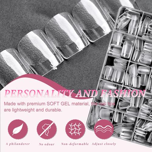 Extra Short Square Nail Tips, 240PCS Acrylic Gel False Nails