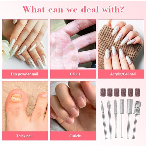 12-Piece Tungsten Carbide Nail Drill Bits Set with Sanding Bands