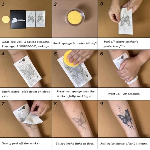 Semi-Permanent Temporary Tattoo Sheets, Waterproof Realistic Body Art