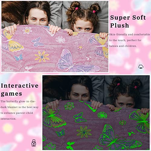 Glow in the Dark Butterfly Blanket for Kids - 40"x60" Soft Throw