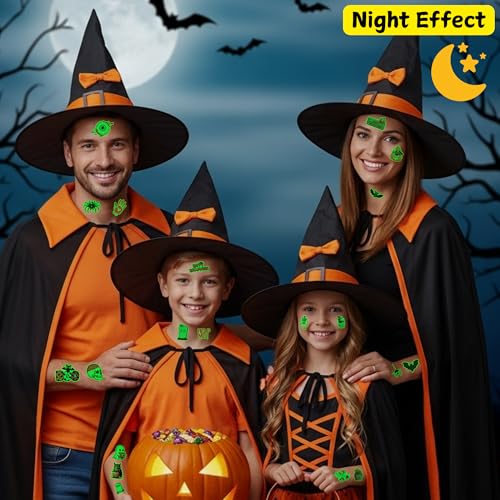 Glow in the Dark Halloween Temporary Tattoos 60PCS Party Favors