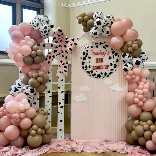 Froova 12-Inch Cowgirl Balloons Set - Cow Print & Pink Western Party Decor