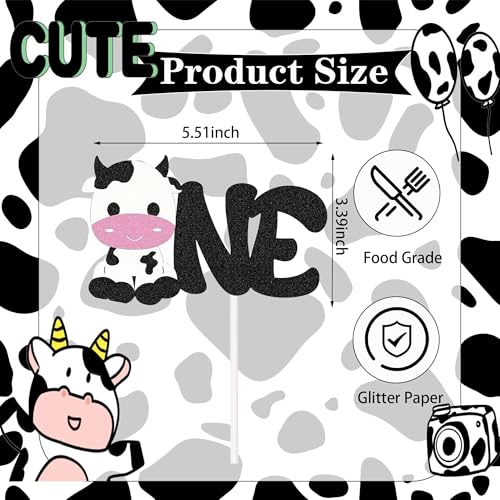 Cow 1st Birthday Cake Topper | Farm Animal Party Decoration