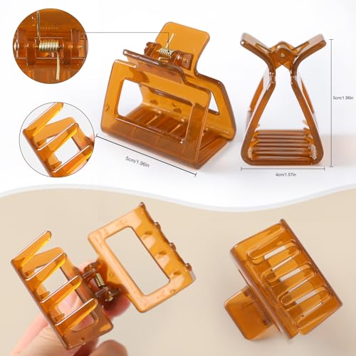 Papasgix 6 PCS Checkered Hair Claw Clips 1.97" Small Non-Slip Square Rectangle Hair Styling Accessories