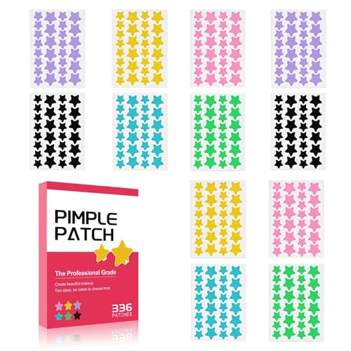 TIKIYOUN Star Pimple Patches 336 Count Cute Colorful Acne Hydrocolloid Stickers