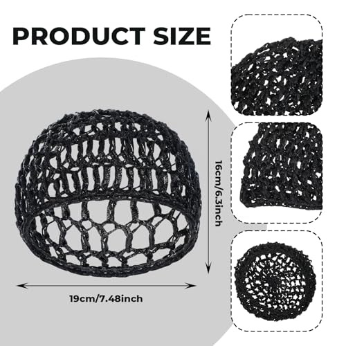 Bremorou 2 Pcs Crochet Hair Nets for Sleeping & Shower - Black & Gray
