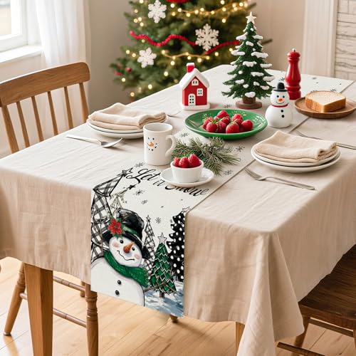 Artscope Christmas Table Runner – Let It Snow, 13x36 Inch Green